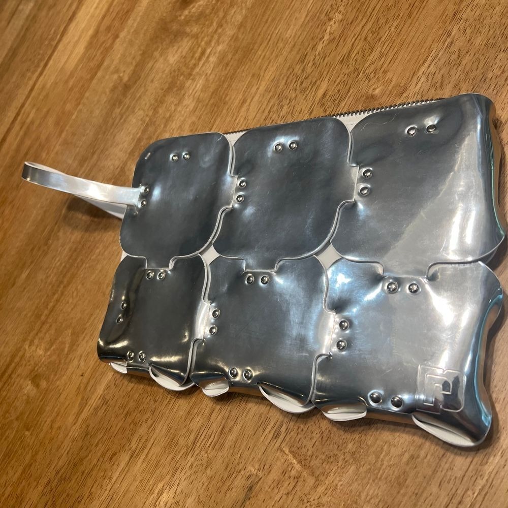Paco Rabanne Mirrored Silver element Dragonne Wristlet bag pouch clutch - Picture 14 of 15